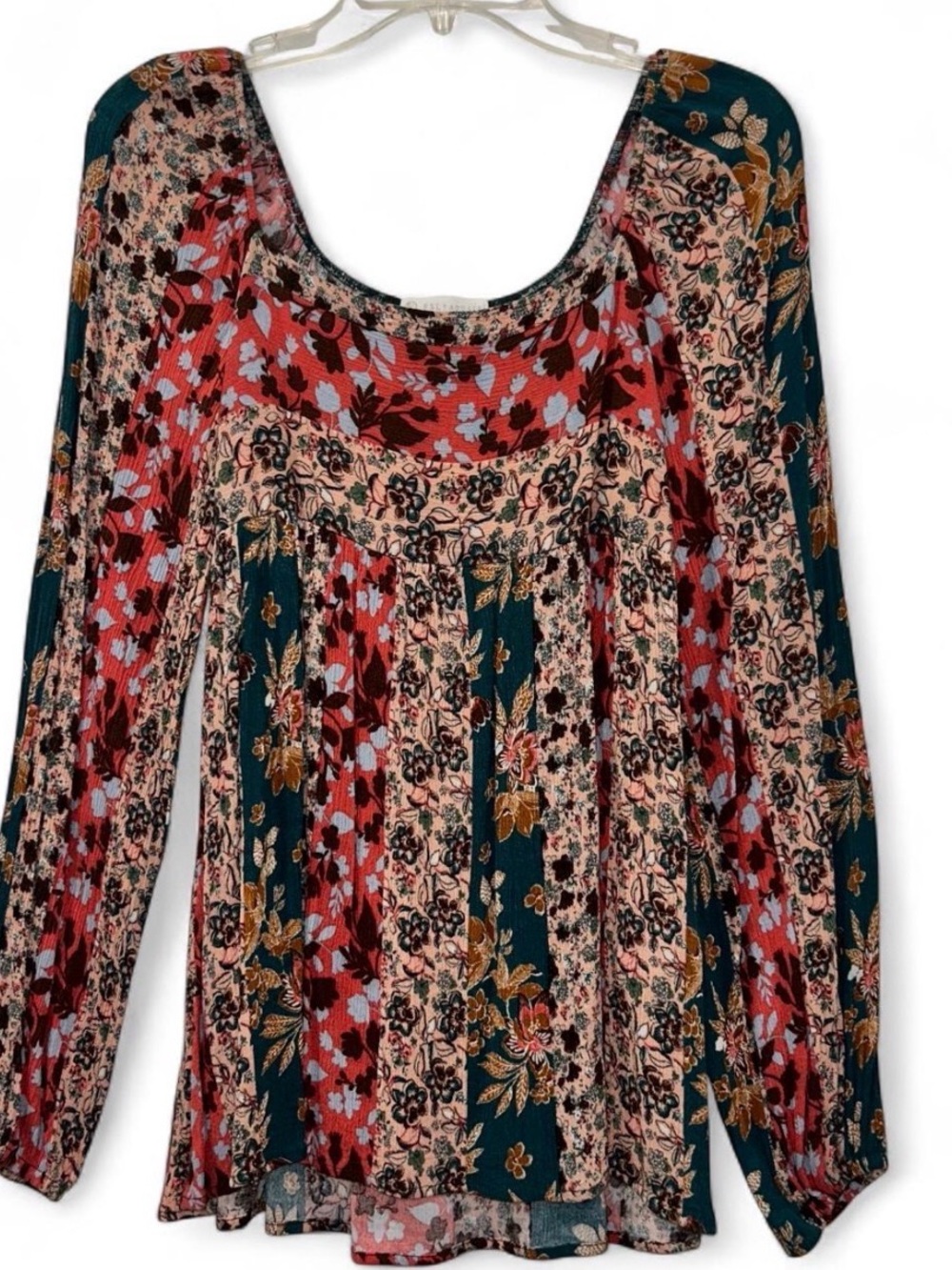 Boho Floral Peasant Blouse - Multi Color Women’s Small